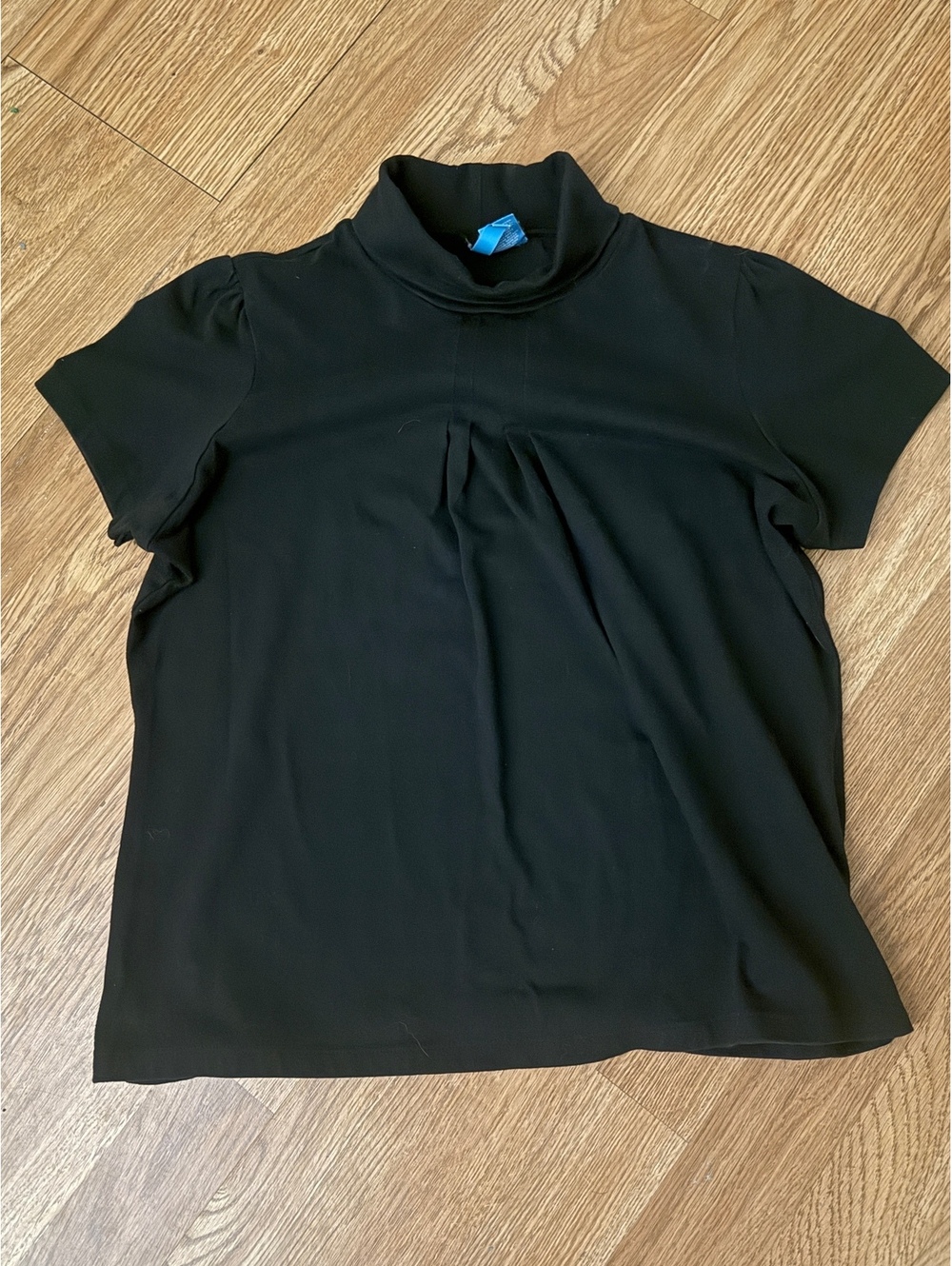 fresh petite black short sleeve turtleneck top